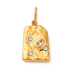 Кристалл 304 прелести нержавеющей стали, со стразами, ионное покрытие (ip), реальный 14 k позолоченный, прямоугольные, кристалл, 17x10.5x3.5 мм, отверстие : 5x3 мм