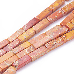 Orange Natural Imperial Jasper Beads Strands, Cuboid, Dyed, Orange, 13~13.5x4.2~4.5x4.2~4.5mm, Hole: 1.2mm, about 30pcs/strand, 15.5 inch~16.1 inch(39.5~41cm)