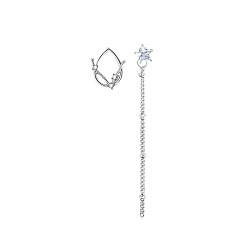 Pisces Constellations & Star Asymmetric Alloy Earrings, Chains Tassel Earrings, Pisces, 65mm, 1.6mm