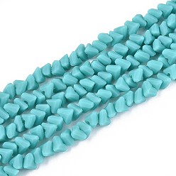 Темно-бирюзовый Матовые непрозрачные стеклянные бусы пряди, треугольные, граненые, темные бирюзовый, 3~3.5x4~4.5x4~4.5 мм, отверстие : 0.8 мм, около 121~131 шт / нитка, 14.37~15.35 дюйм (36.5~39 см)