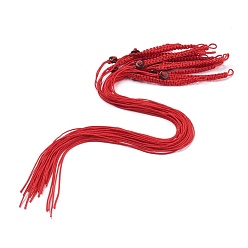 Red Polyester Nylon Mobile Phone Making Cord Loops, with Coconut Beads, Red, 310~330x7x6~6.5mm, Hole: 3.5~4.5mm
