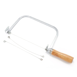 Stainless Steel Color (Defective Closeout Sale: Gasket Rust), Stainless Steel String Cutter Saw Cutting Knife, with Wooden handle, for Soap Candle Wax Making, Stainless Steel Color, 30.5x12x2.3cm