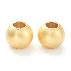 Real 18K Gold Plated Brass Beads, Long-Lasting Plated, Round, Matte Style, Real 18K Gold Plated, 3mm, Hole: 0.9mm