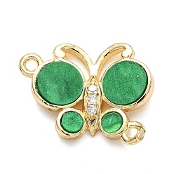 Морско-зеленый Подвески-бабочки из латуни с микропаве из прозрачного кубического циркония, cmолой, реальный 18 k позолоченный, долговечный, без кадмия и без свинца, стойки покрытие, цвета морской волны, 14x17.5x3.5 мм, отверстие : 1.2 мм
