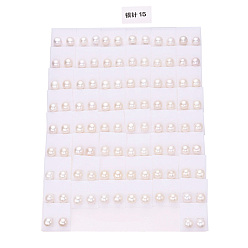 Floral White Natural Pearl Stud Earrings, Round Ball Post Earrings with 925 Sterling Silver Pins for Women, Floral White, 9~10.5mm, Pin: 0.7mm