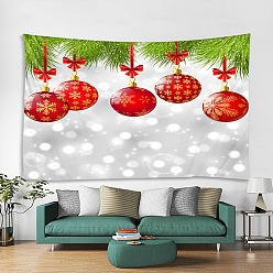Light Grey Christmas Theme Polyester Wall Hanging Tapestry, for Bedroom Living Room Decoration, Rectangle, Christmas Ball Pattern, Light Grey, 1300x1500mm