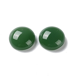 Dark Green Glass Cabochons, Flat Round, Dark Green, 12x5mm