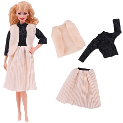 Черный Плюшевый жилет, куртка и юбка, наряды для куклы из ткани, комплект одежды в стиле кэжуал, аксессуары для переодевания кукол-девочек, чёрные, 270~290 мм
