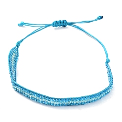 Небесно-голубой Плетеный браслет ручной работы с хрустальными бусинами - регулируемый браслет из стеклянной трубки