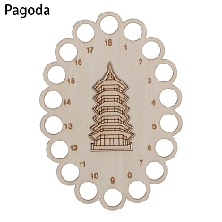 Building Wooden Embroidery Thread Plate, Cross Stitch Threading Board Tools, Oval, Building, 15x10.6cm