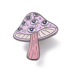 Lilac Mushroom with Eye Alloy Enamel Pin Brooch, for Backpack Clothes, Lilac, 30x28x2mm