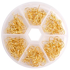 Золотой Латунные крючки для сережек, с горизонтальной петлей, с бисером, без никеля , золотые, 21 датчик, штифты : 0.7 мм, 19x1.5 мм