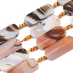 White Dyed & Heated Natural Banded Agate Beads Strands, Flat Oval, White, 39.5~40.5x15.5~16.5x6.5~7.5mm, Hole: 1.6~2mm, about 8pcs/strand, 15.35''~15.55''(39~39.5cm)