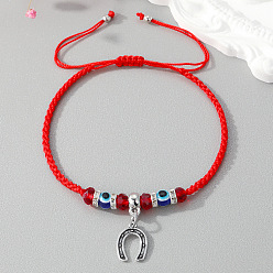 U-shaped red rope U-shaped Owl Charm Bracelet with Flower Pendant for Women and Girls