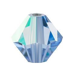 30020 200 Light Sapphire AB Хрустальные бусины preciosa®, чешский хрусталь, биконус(451 69 302 рондель), 30020 200 светлый сапфир ab, 6 мм, отверстие : 1 мм