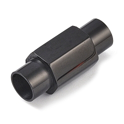 Черный Ионное покрытие (ip) гладкая 304 магнитные застежки из нержавеющей стали с приклеенными концами, колонка, граненые, чёрные, 22x10x9 мм, отверстие : 6 мм