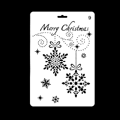 White Christmas Theme Plastic Drawing Painting Stencils Templates, Square, Snowflake Pattern, White, 25.9x17.2cm