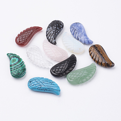 Mixed Stone Natural & Synthetic Mixed Stone Pendants, Dyed, Wing, 17~19x9~11x3~5mm, Hole: 1mm