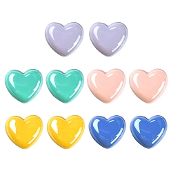 Mixed Color 10Pcs 5 Colors Opaque Acrylic European Beads, Large Hole Beads, Pearlized, Heart, Mixed Color, 19.5x21.5x14.5mm, Hole: 4mm, 2pcs/color