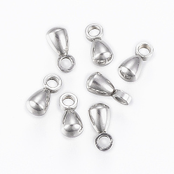 Stainless Steel Color 304 Stainless Steel Charms, Chain Extender Drop, Teardrop, Stainless Steel Color, 6x3mm, Hole: 1.2mm