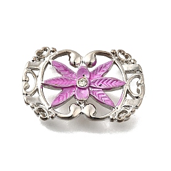 Сливовый Латунные хрустальные стразы овальные с цветочными многорядными звеньями, Эмаль стиле, без кадмия и без свинца, стойки покрытие, платина, слива, 18x28.5x5 мм, отверстие : 2 мм