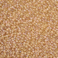 Bisque 12/0 Grade A Round Glass Seed Beads, Transparent Frosted Style, AB Color Plated, Bisque, 2x1.5mm, Hole: 0.8mm, about 30000pcs/bag