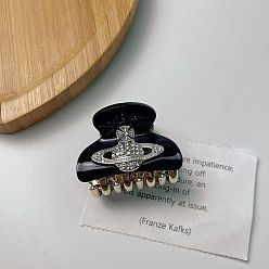 1#Planet black Роскошная женская заколка для волос Saturn со стразами, стильная заколка-акула и заколка-планета