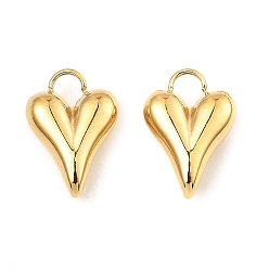 Real 18K Gold Plated 304 Stainless Steel Charms, Heart Charm, Real 18K Gold Plated, 12x8x3mm, Hole: 2x2.5mm