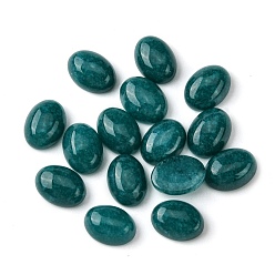White Jade Natural White Jade Cabochons, Oval, Dyed, Teal, 8~8.5x6~6.5x2.5~3.5mm