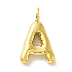 Letter A 304 Stainless Steel Pendants, Real 14K Gold Plated, Letter Charm, Letter A, 24x14x5mm, Hole: 4mm