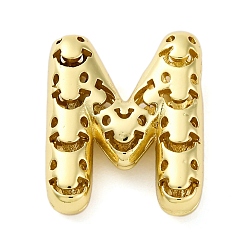 Letter M Латунные подвески, стойки покрытие, долговечный, без кадмия и без свинца, подвески с полыми буквами, Буква М, 22x17.5x7 мм, отверстие : 4.7x3 мм
