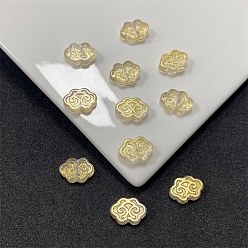 Gold Transparent Czech Glass Beads, with Gold Glitter Powder, Auspicious Cloud, Gold, 13x9mm