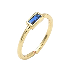Синий Прямоугольные латунные манжеты со стеклом для женщин, долговечный, стойки покрытие, без свинца и без кадмия, реальный 18 k позолоченный, синие, 1.5 мм, внутренний диаметр: 15.3 мм
