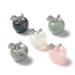 Mixed Stone Natural & Synthetic Home Display Decorations, with Rhinestone, Apple, 35x33x30mm