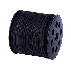 Black Eco-Friendly Faux Suede Cord, Faux Suede Lace, with Glitter Powder, Black, 2.7x1.4mm