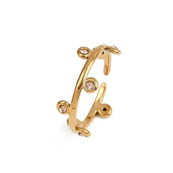 Свет Колорадо Топаз 304 открытые манжеты из нержавеющей стали Rhinetson для женщин, ионное покрытие (ip), золотые, круглые, свет Колорадо Топаз, 1.5~7.5 мм, внутренний диаметр: регулируемый