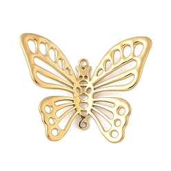 Настоящее золото 18K 304 подвески-бабочки из нержавеющей стали, ионное покрытие (ip), реальный 18 k позолоченный, 31x38x9 мм, отверстия : 1.4 mm и 1.8 мм