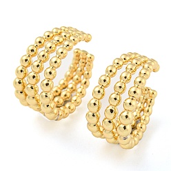 Real 18K Gold Plated Brass Cuff Earrings, Double Lines Non Piercing Earrings, Cadmium Free & Lead Free, Long-Lasting Plated, Real 18K Gold Plated, 15x8mm