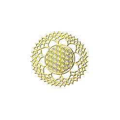 Flat Round Brass Self Adhesive Decorative Stickers, Golden Plated Metal Decals, for DIY Epoxy Resin Crafts, Flat Round, 30mm