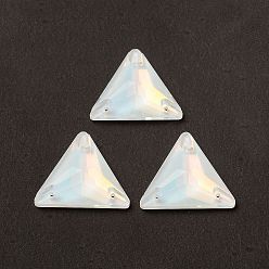 WhiteSmoke Mocha Effect Triangle Shape Sew on Rhinestone, K5 Glass Rhinestone, Multi-Strand Link, Plated Flat Back, Sewing Craft Decoration, WhiteSmoke, 22x25x7mm, Hole: 1mm