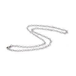 Stainless Steel Color 201 Stainless Steel Figaro Chain Necklace for Men Women, Stainless Steel Color, 20.28 inch(51.5cm)