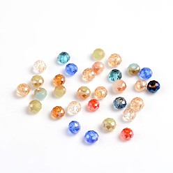 Mixed Color Faceted Rondelle Electroplate Glass Beads Strands, Mixed Color, 3x2mm, Hole: 1mm, about 200pcs/bag
