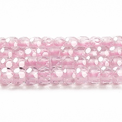 Pearl Pink Cubic Zirconia Bead Strands, Faceted Rondelle, Pearl Pink, 3x2mm, Hole: 0.6mm, about 164~172pcs/strand, 14.57~14.88 inch(37~37.8cm)