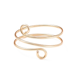 Light Gold Brass Wire Wrap Double Line Cuff Ring for Women, Light Gold, US Size 9(18.9mm)
