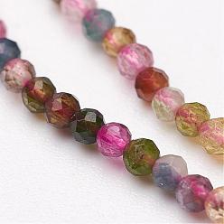 Tourmaline Natural Tourmaline Bead Strands, Faceted, Round, 3mm, Hole: 1mm, about 135pcs/strand, 15.5 inch