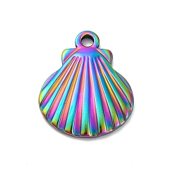 Rainbow Color Ионное покрытие (ip) 304 подвески из нержавеющей стали, шарм из ракушек, Радуга цветов, 20.5x16x2.5 мм, отверстие : 1.6 мм