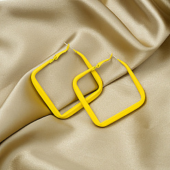 E2304-1/Yellow Geometric Square Frosted Ear Cuff - Colorful, Retro, European and American Style.