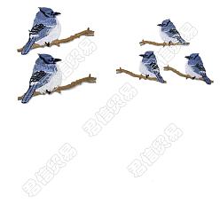 Blue Gorgecraft 4Pcs 2 Style Polyester Computerized Embroidery Cloth Iron on/Sew on Patches, with Adhesive Back, Costume Accessories, Appliques, Bird, Blue, 44x72x1.2mm, 2pcs/style