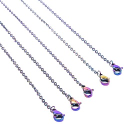 Rainbow Color Stainless Steel O-shaped Chain Necklace, for Necklace Metal Accessories, Rainbow Color, 15.75 inch(40cm), Wide: 1.6mm
