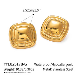 Настоящее золото 18K 304 квадратные серьги-гвоздики из нержавеющей стали, реальный 18 k позолоченный, 25.2 мм